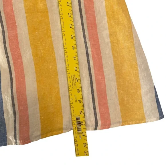 Coastal Grandmillennial Linen Stripe Dress XS Preppy Resort Effortless Summer - Picture 11 of 12